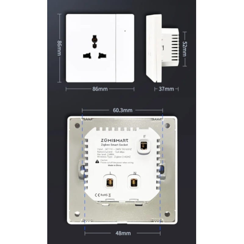 Zemismart Tuya Zigbee Universal 16A Branco - Tomada Inteligente - Image 2