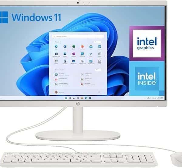 HP All-in-One 22-dg0014 ns PC 21,5" Intel N100 8 GB 256 GB SSD Windows Branco – Teclado QWERTY Português