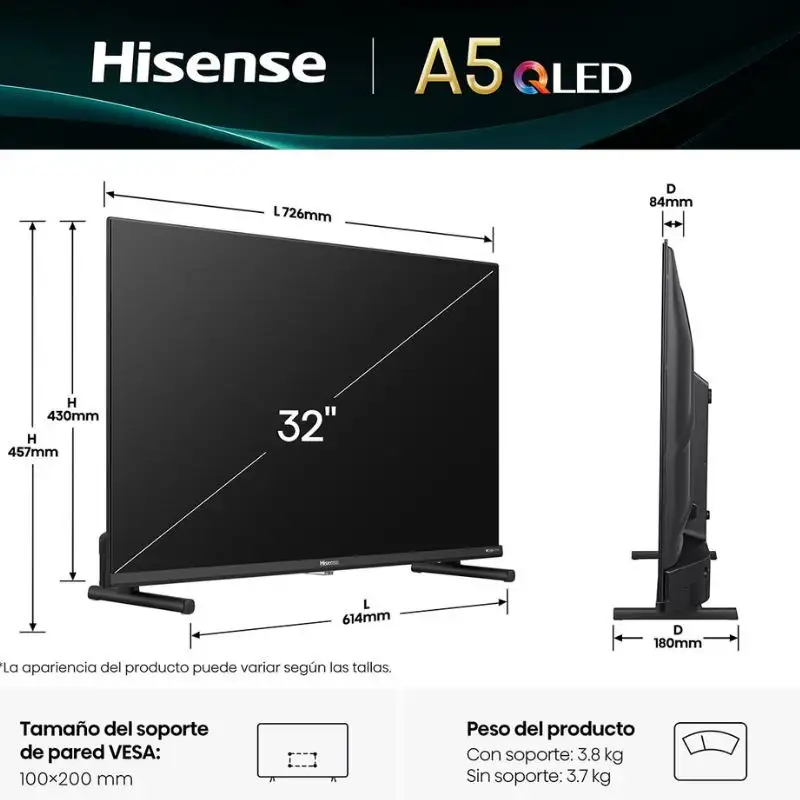 Hisense 32A5Q 32" Full HD QLED Smart TV Preto - Televisão - Image 2