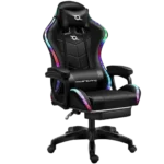 Cadeira Gaming PowerGaming LED RGB Preta com Apoio para os Pés