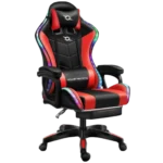 Cadeira Gaming PowerGaming LED RGB Vermelho/Preto com Apoio para os Pés