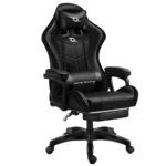Cadeira Gaming PowerGaming com alto-falante Bluetooth e massagem + apoio para os pés Preto