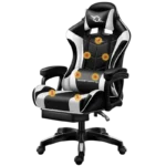 Cadeira Gaming PowerGaming Massagem 7 pontos Branco/Preto Apoio para os pés