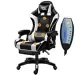 Cadeira Gaming PowerGaming Massagem 7 pontos Branco/Preto Apoio para os pés - Image 2