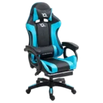 PowerGaming Cadeira 7 pontos Masagem Apoio para pés Preto+Azul