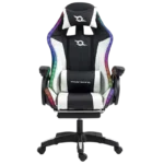 Cadeira Gaming PowerGaming LED RGB com Altifalante Bluetooth, Massagem e Apoio para Pés Preto+Branco