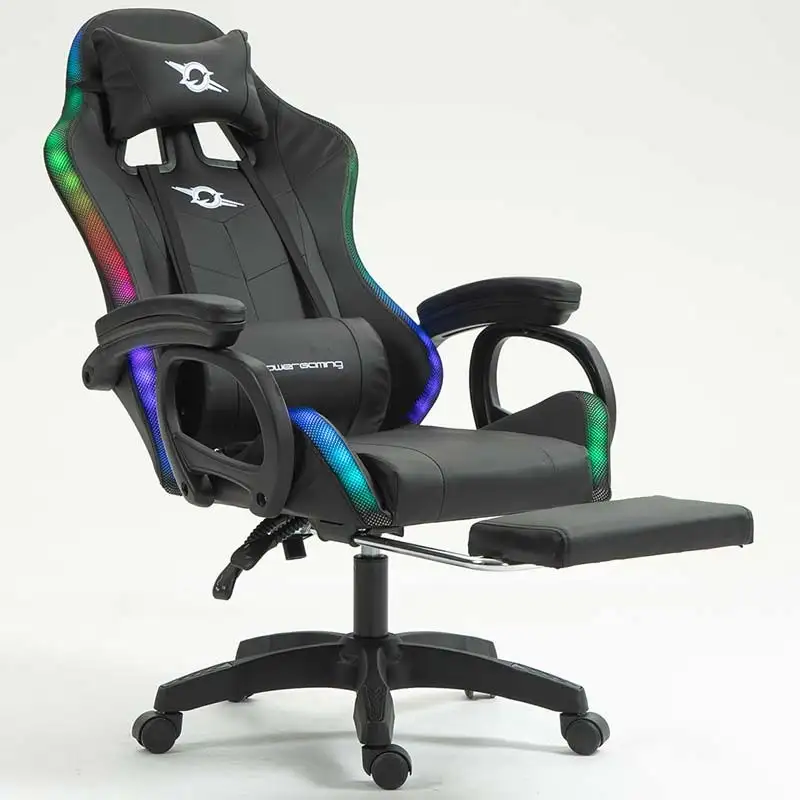 PowerGaming LED RGB Cadeira Altifalante Massagem Apoio para pés Preto - Image 2