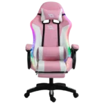 PowerGaming LED RGB Cadeira com apoio para pés Branco+Rosa