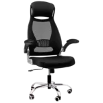 Cadeira de Escritório Powerbasics W2003 Preto com Descanso de Braços Rebatíveis