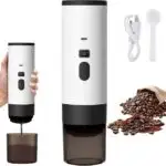 Máquina de Café Portátil Sem Fio para Viagem e Carro, Suporta Café em Pó e Cápsulas, Leve e Compacta, Cor Branco