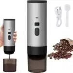 Máquina de Café Portátil Sem Fio para Viagem e Carro, Suporta Café em Pó e Cápsulas, Leve e Compacta, Cor Cinzento