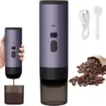Máquina de Café Portátil Sem Fio para Viagem e Carro, Suporta Café em Pó e Cápsulas, Leve e Compacta, Cor Roxo