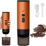 Máquina de Café Portátil Sem Fio para Viagem e Carro, Suporta Café em Pó e Cápsulas, Leve e Compacta, Cor Laranja Vibrante